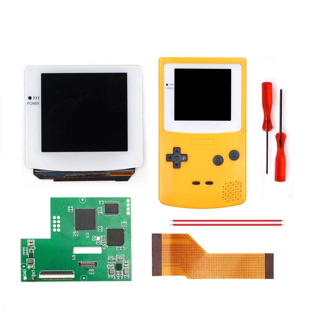 HISPEEDIDO White lens Laminated AMOLED OLED Touch Screen Drop in Build in OSD RETRO PIXEL Screen Easy Install For GBC GameBoy Color With Pre-cut Shell