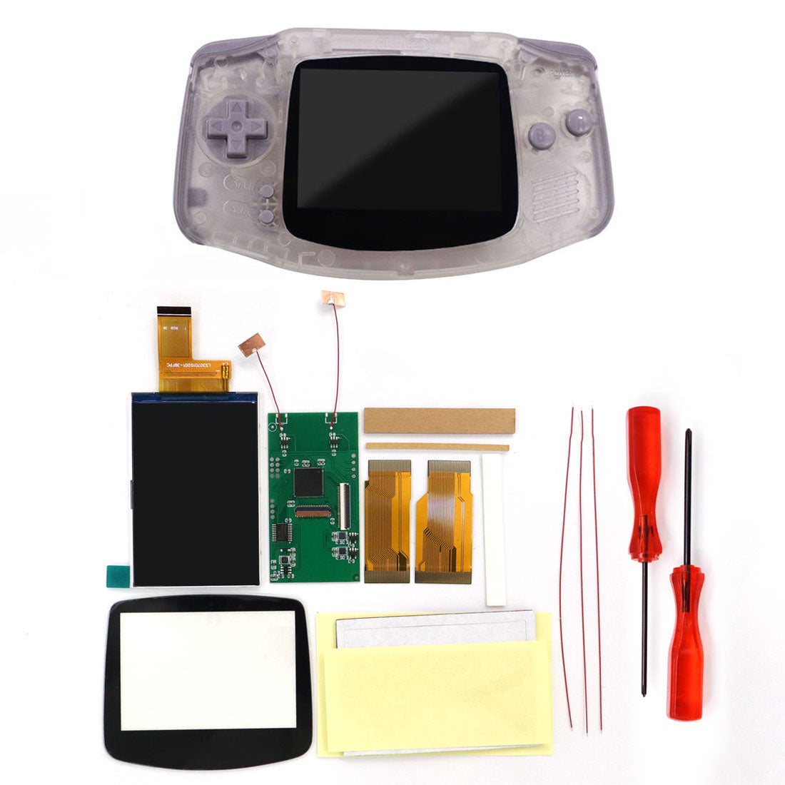 Multi color lens V5 upgrade HD High defination Drop In 3.0" 3 inch Highlight 720*480 720x480 Retro pixel OSD Menu IPS LCD kit for GBA Advance