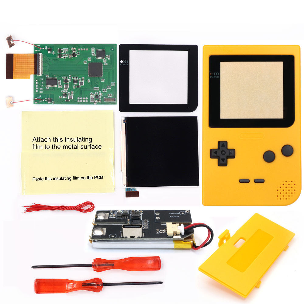 Rechargeable GBP Q5 IPS LCD Larger Screen Display Build in OSD for Gameboy Pocket 8 Color Retro Pixel Screen Mod Kits with Shell