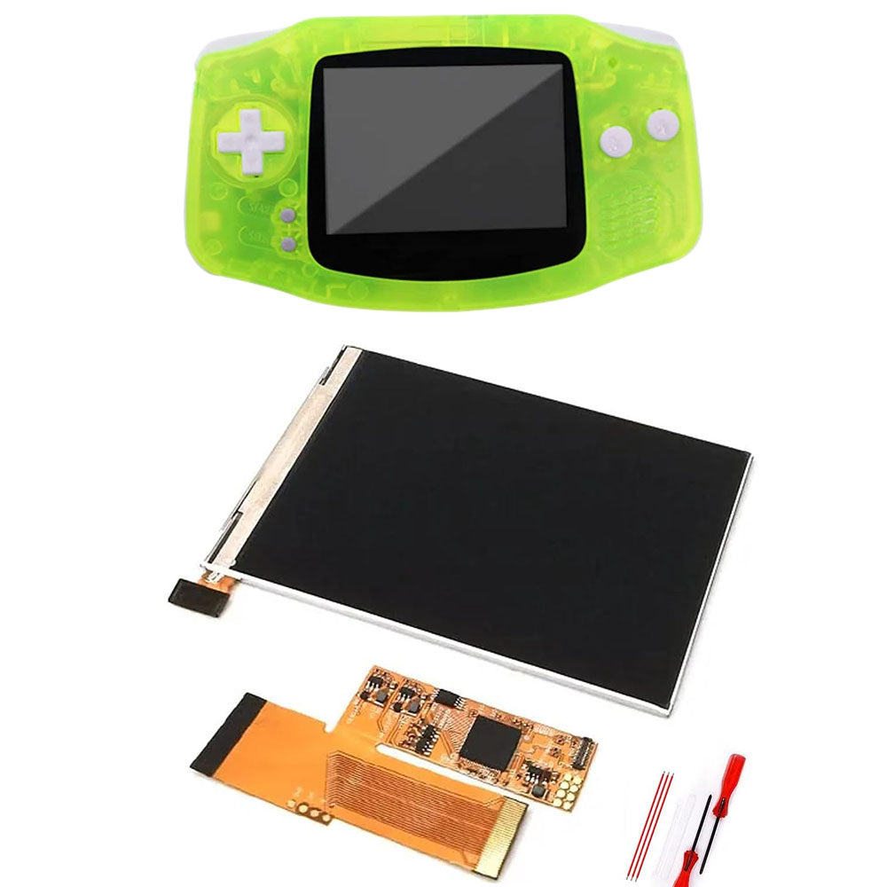 HISPEEDIDO UV Shell IPS GBA LCD 10 Levels High Brightness Backlight Screen for Nintendo Game boy Advance Console V2 version with pre-cut housing