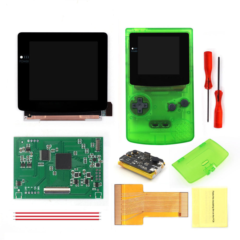 For GBC Rechargable 3.1 inch HD Laminated Q5 Larger IPS Screen Drop in OSD RETRO PIXEL Screen For GBC GameBoy Color With Shell