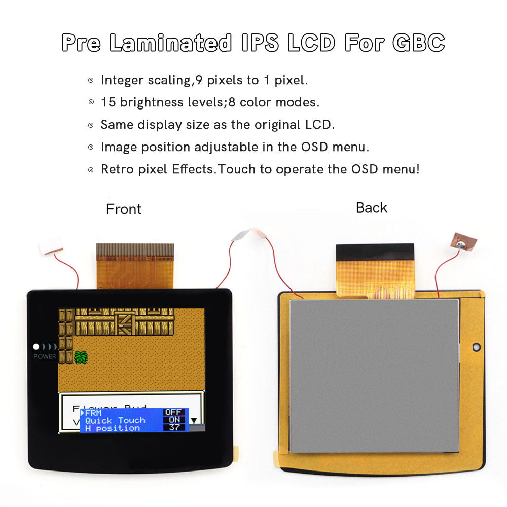Laminated 2.45" GBC IPS All-in-one HD Backlight Screen Easy Installation OSD Pixel Effect For Gameboy Color GBC with Shell