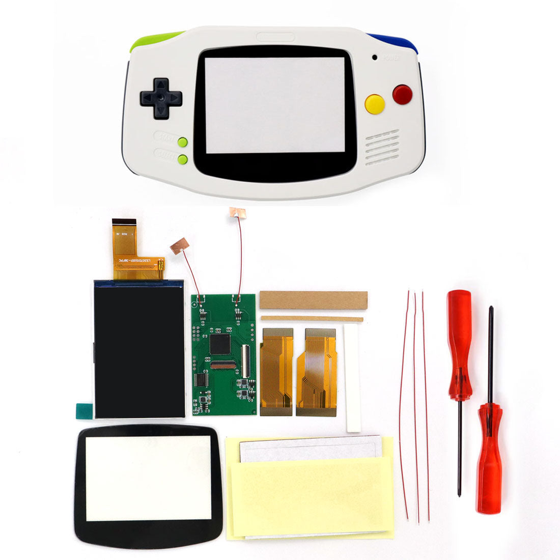 Multi color lens V5 upgrade HD High defination Drop In 3.0" 3 inch Highlight 720*480 720x480 Retro pixel OSD Menu IPS LCD kit for GBA Advance