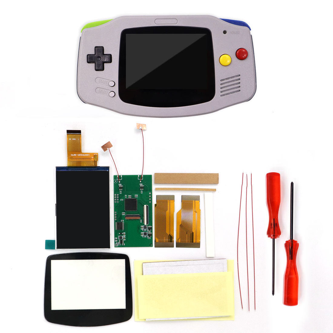 Multi color lens V5 upgrade HD High defination Drop In 3.0" 3 inch Highlight 720*480 720x480 Retro pixel OSD Menu IPS LCD kit for GBA Advance