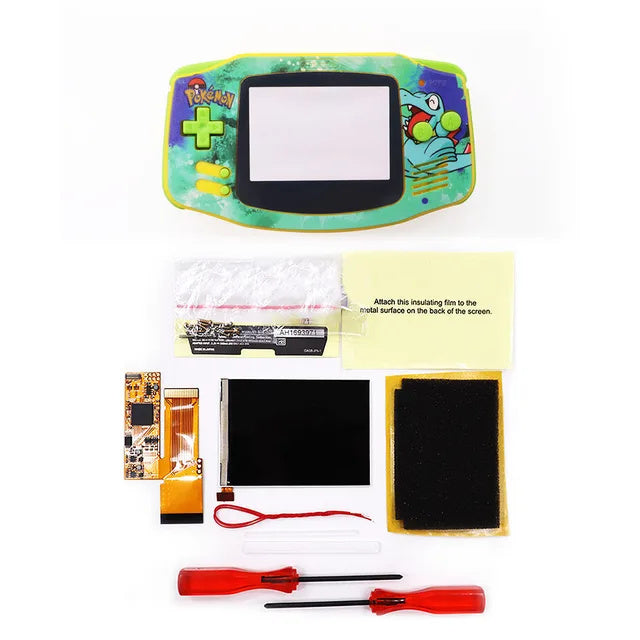 HISPEEDIDO UV Shell IPS GBA LCD 10 Levels High Brightness Backlight Screen for Nintendo Game boy Advance Console V2 version with pre-cut housing