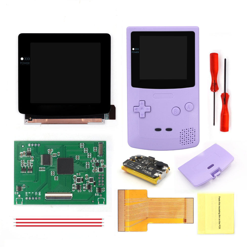 For GBC Rechargable 3.1 inch HD Laminated Q5 Larger IPS Screen Drop in OSD RETRO PIXEL Screen For GBC GameBoy Color With Shell