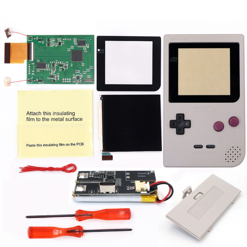 Rechargeable GBP Q5 IPS LCD Larger Screen Display Build in OSD for Gameboy Pocket 8 Color Retro Pixel Screen Mod Kits with Shell