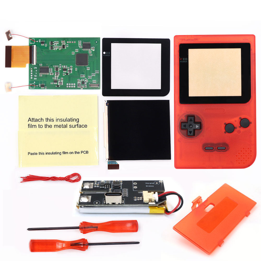 Rechargeable GBP Q5 IPS LCD Larger Screen Display Build in OSD for Gameboy Pocket 8 Color Retro Pixel Screen Mod Kits with Shell