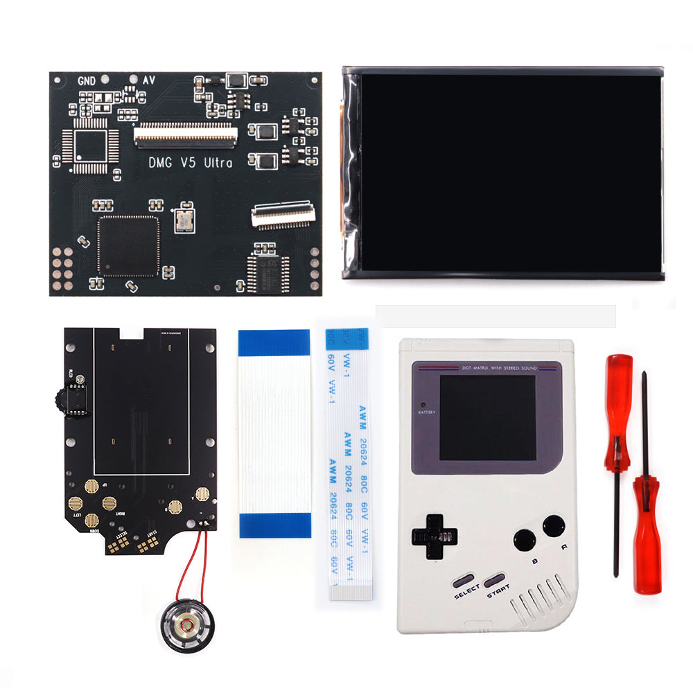 HISPEEDIDO For GBO V5 Pro 36 Colors Changing RIPS Backlight Backlit LCD OSD FRM Screen Kits Replacement For GB DMG with Pre-cut shell