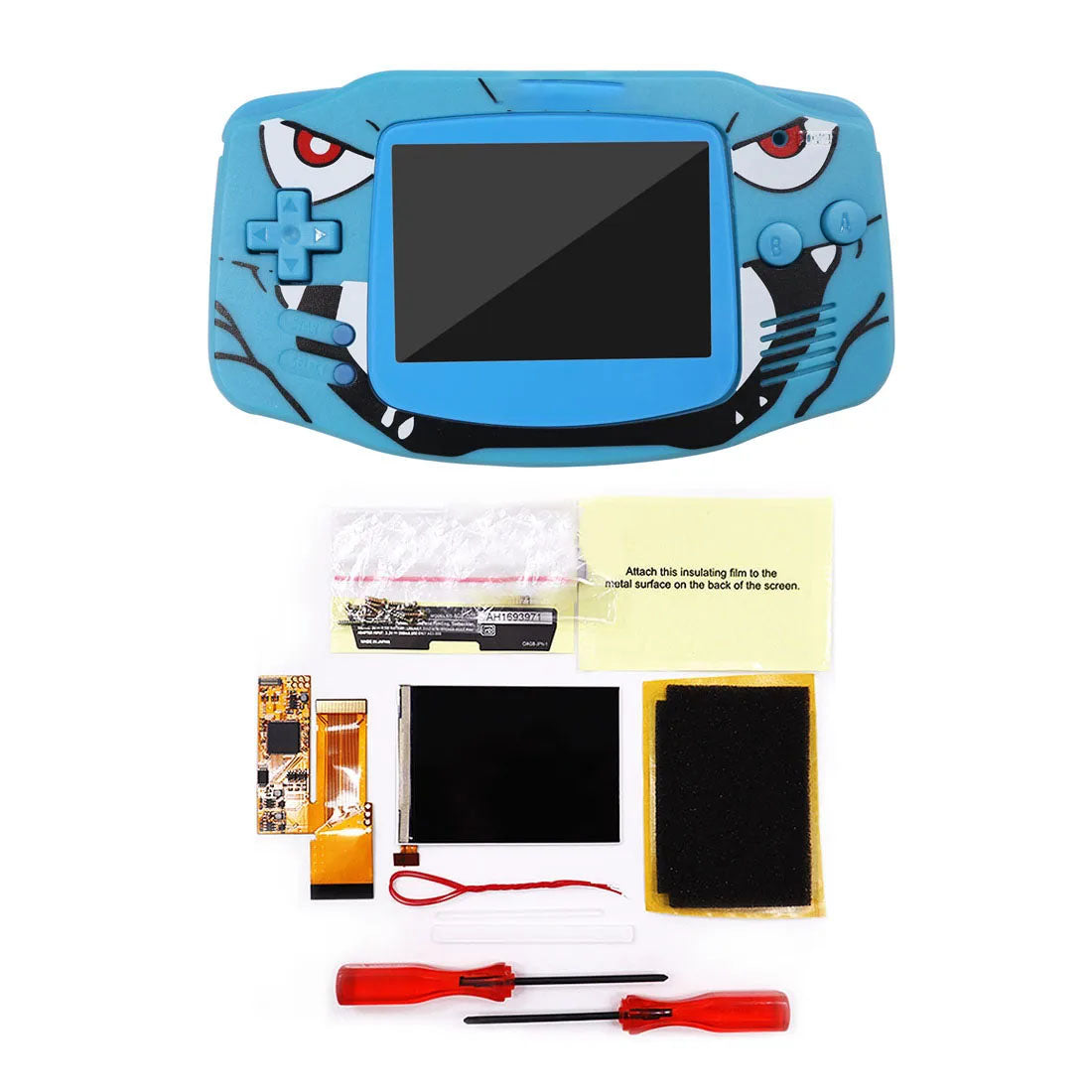 HISPEEDIDO UV Shell IPS GBA LCD 10 Levels High Brightness Backlight Screen for Nintendo Game boy Advance Console V2 version with pre-cut housing