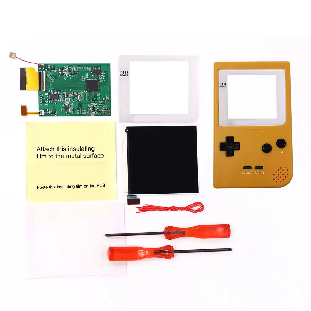 White Lens GBP Q5 IPS LCD Larger Screen Display Build in OSD for Gameboy Pocket 8 Color Retro Pixel Screen Mod Kits with Shell