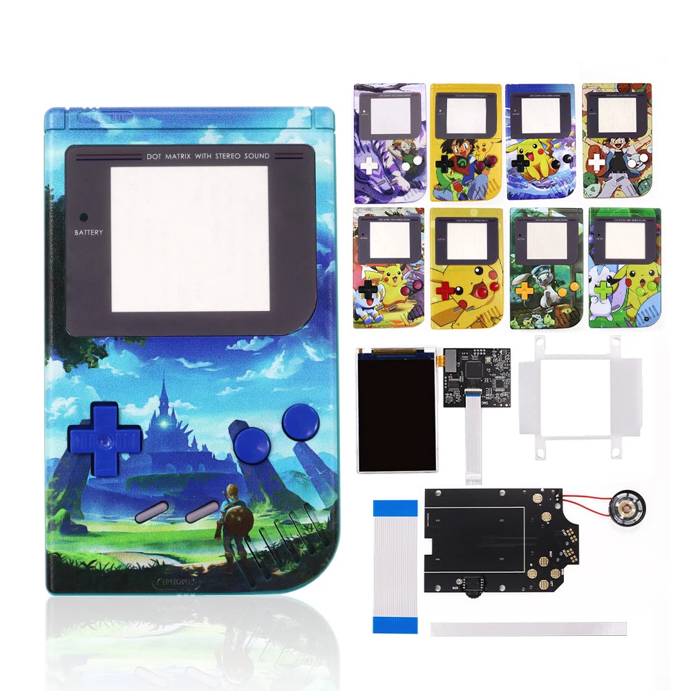 Rechargeable V5 Pro IPS Screen RIPS Housing Color Case Pixel OSD FRM Backlight Highbright LCD Mod Kits for GAMEBOY DMG GBO