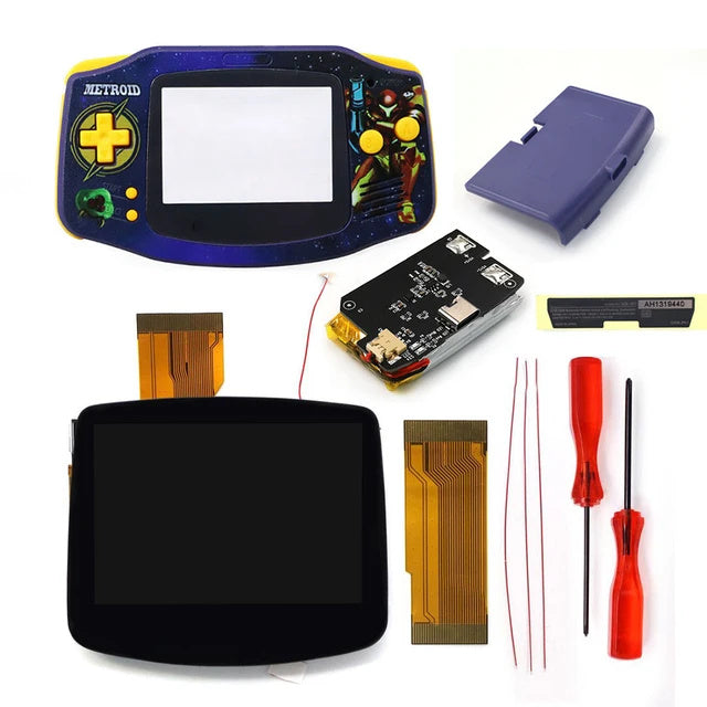 Hispeedido UV Printing Shell New Rechargeable 1800 Battery Type-C GBA Replacement Plastic Shell V5 Pre-laminated IPS LCD Screen Lens Housing Kit