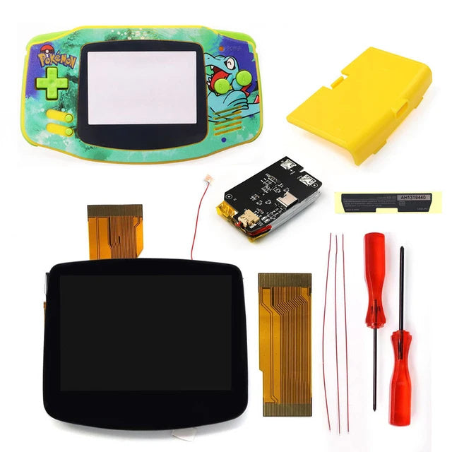 New Rechargeable 1800 Battery Type-C GBA Replacement Plastic Shell V5 Pre-laminated IPS LCD Grey/ Black Screen Lens Housing Kits