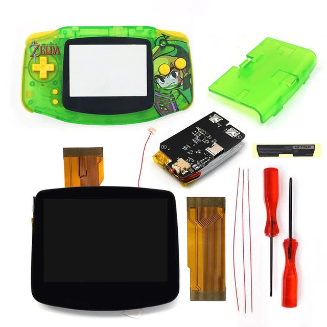 Hispeedido UV Printing Shell New Rechargeable 1800 Battery Type-C GBA Replacement Plastic Shell V5 Pre-laminated IPS LCD Screen Lens Housing Kit