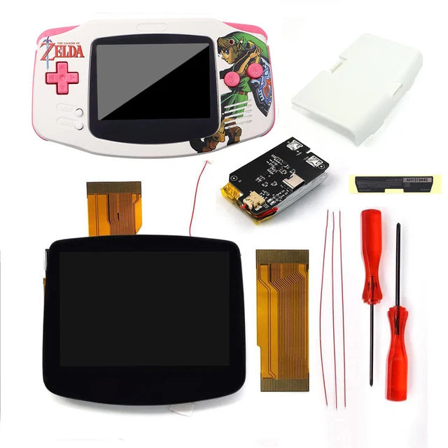 Hispeedido UV Printing Shell New Rechargeable 1800 Battery Type-C GBA Replacement Plastic Shell V5 Pre-laminated IPS LCD Screen Lens Housing Kit