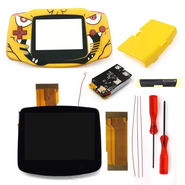 Hispeedido UV Printing Shell New Rechargeable 1800 Battery Type-C GBA Replacement Plastic Shell V5 Pre-laminated IPS LCD Screen Lens Housing Kit
