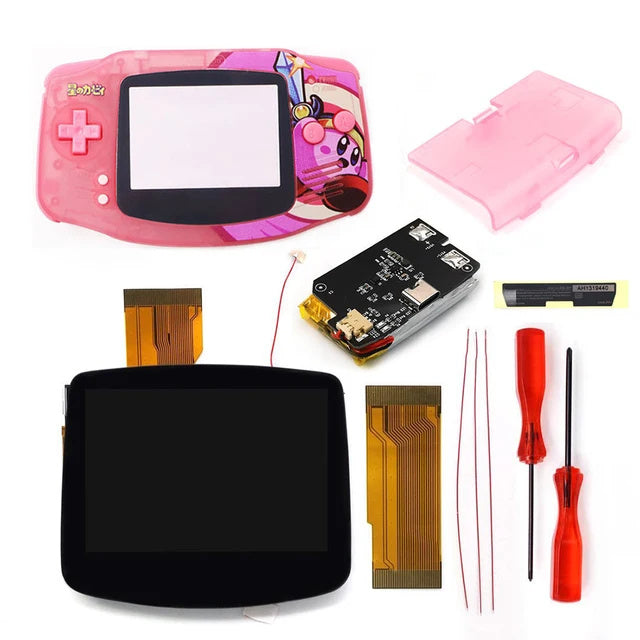 New Rechargeable 1800 Battery Type-C GBA Replacement Plastic Shell V5 Pre-laminated IPS LCD Grey/ Black Screen Lens Housing Kits