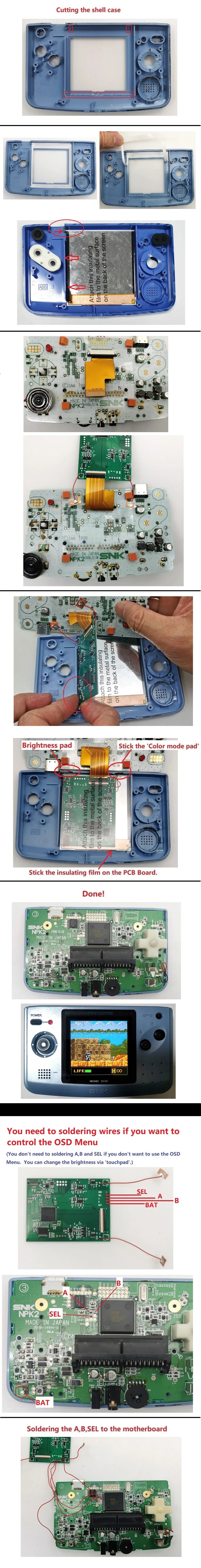 HISPEEDIDO Super OSD DIY Coloful Q5 Larger Screen LCD display For NGPC Backlight LCD Kit For NEOGEO Pocket Color Game Console