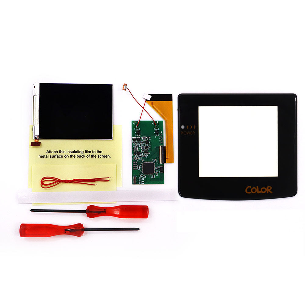 HISPEEDIDO 3‘’ Screen inch for GBC LCD Display for Game Boy Color IPS Screen Mod Kits replacement Brightness &Color Changeable Screen Mod