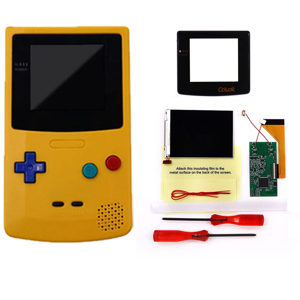 HISPEEDIDO 3‘’ Screen inch for GBC LCD Display for Game Boy Color IPS Screen Mod Kits replacement Brightness &Color Changeable Screen Mod