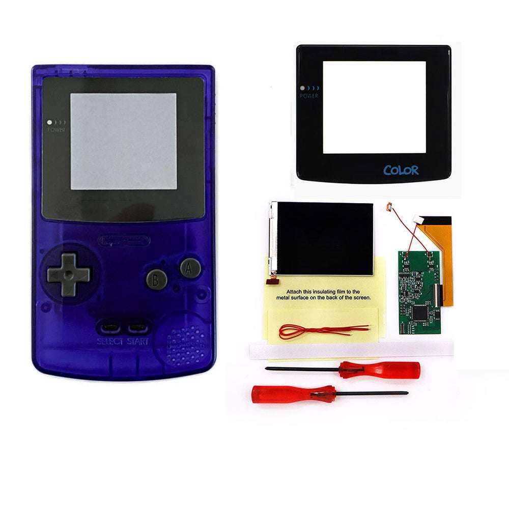 HISPEEDIDO 3‘’ Screen inch for GBC LCD Display for Game Boy Color IPS Screen Mod Kits replacement Brightness &Color Changeable Screen Mod