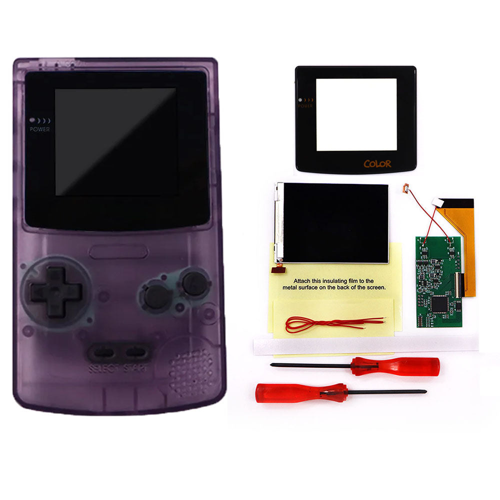 HISPEEDIDO 3‘’ Screen inch for GBC LCD Display for Game Boy Color IPS Screen Mod Kits replacement Brightness &Color Changeable Screen Mod