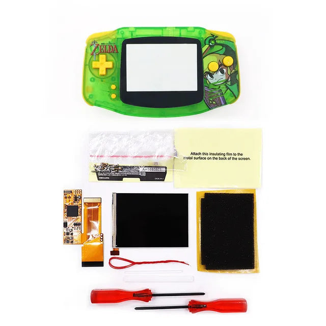 HISPEEDIDO UV Shell IPS GBA LCD 10 Levels High Brightness Backlight Screen for Nintendo Game boy Advance Console V2 version with pre-cut housing