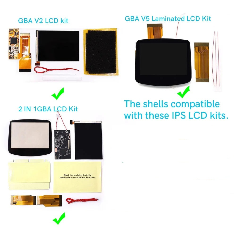 New UV Housing Shell For Game boy Advance GBA Console Replacement Plastic Case Full set Fits For Laminated V5 ,V2 Screen