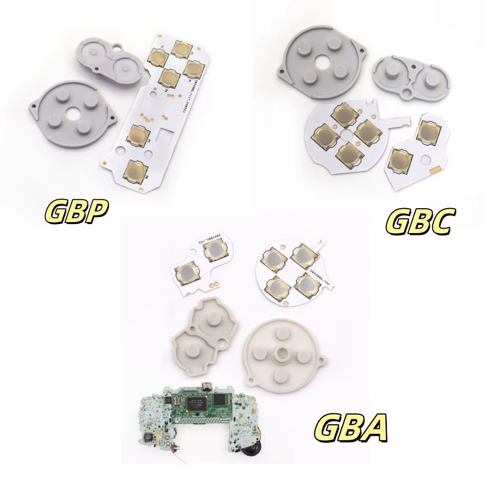 For GBA GBC GBP Conductive Film Button Modify Kits Tacktile Clicky A B D-Pad Button Pad Mod Kit for GBA GBC GBP console