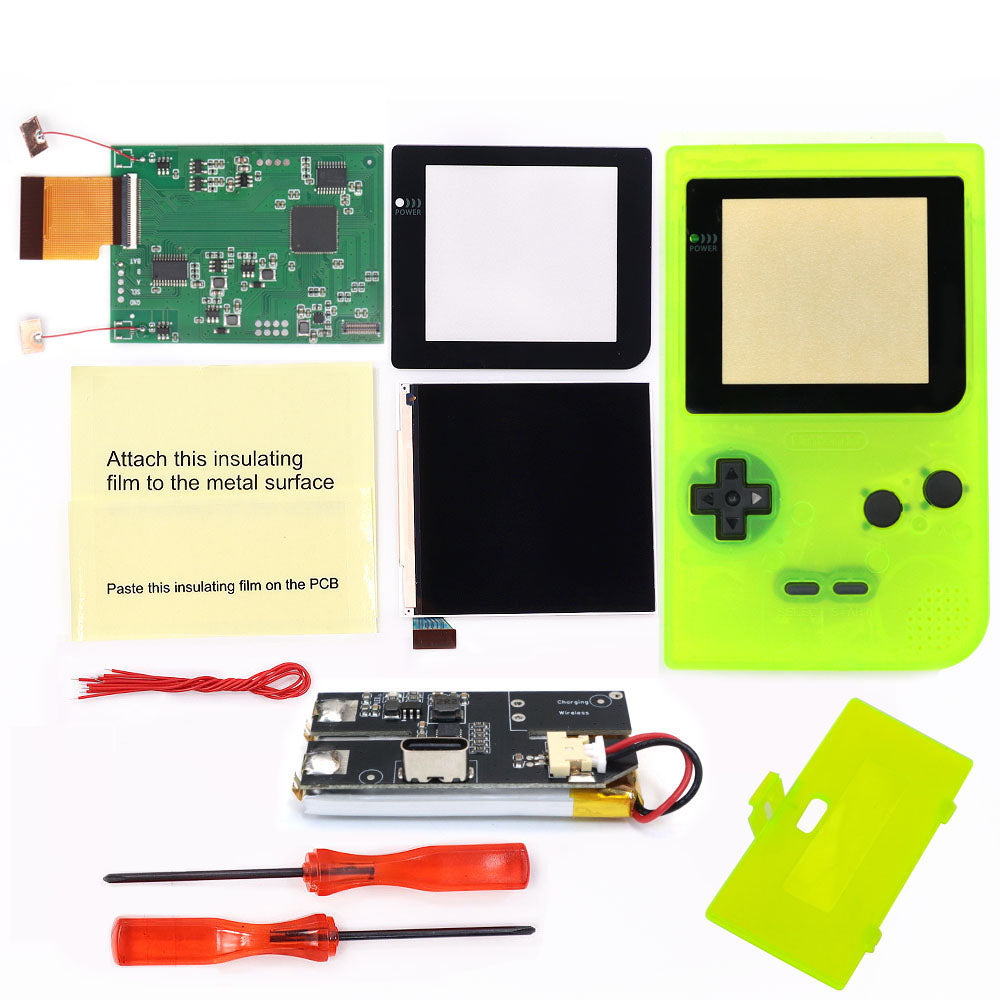 Rechargeable GBP Q5 IPS LCD Larger Screen Display Build in OSD for Gameboy Pocket 8 Color Retro Pixel Screen Mod Kits with Shell