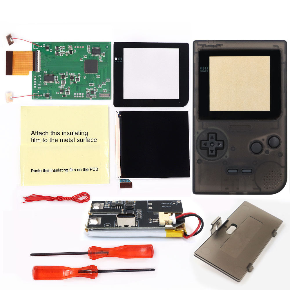 Rechargeable GBP Q5 IPS LCD Larger Screen Display Build in OSD for Gameboy Pocket 8 Color Retro Pixel Screen Mod Kits with Shell