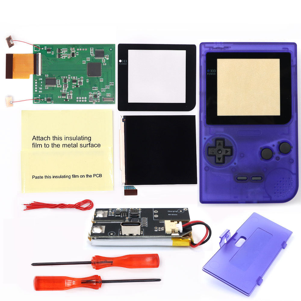 Rechargeable GBP Q5 IPS LCD Larger Screen Display Build in OSD for Gameboy Pocket 8 Color Retro Pixel Screen Mod Kits with Shell