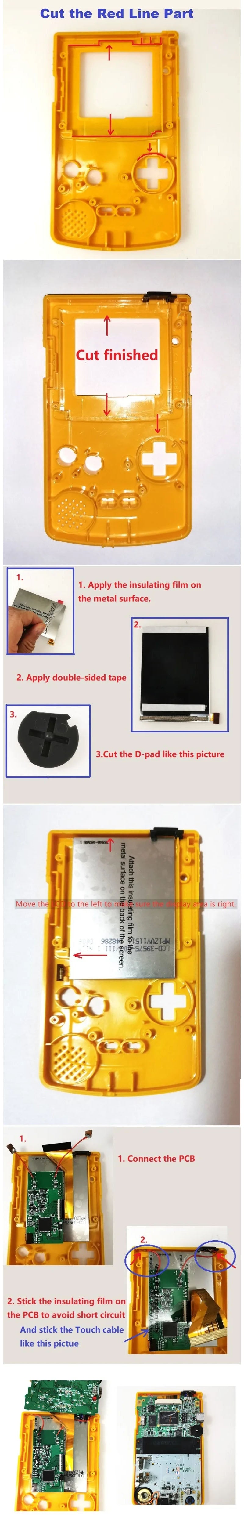 HISPEEDIDO 3‘’ Screen inch for GBC LCD Display for Game Boy Color IPS Screen Mod Kits replacement Brightness &Color Changeable Screen Mod