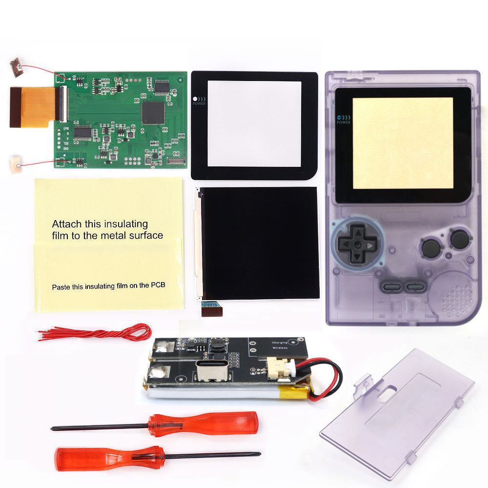 Rechargeable GBP Q5 IPS LCD Larger Screen Display Build in OSD for Gameboy Pocket 8 Color Retro Pixel Screen Mod Kits with Shell