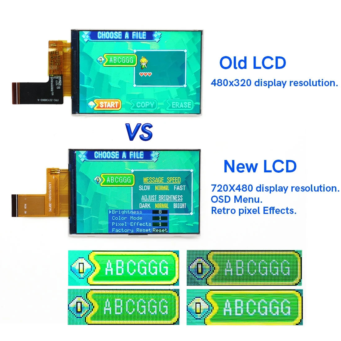 Multi color lens V5 upgrade HD High defination Drop In 3.0" 3 inch Highlight 720*480 720x480 Retro pixel OSD Menu IPS LCD kit for GBA Advance