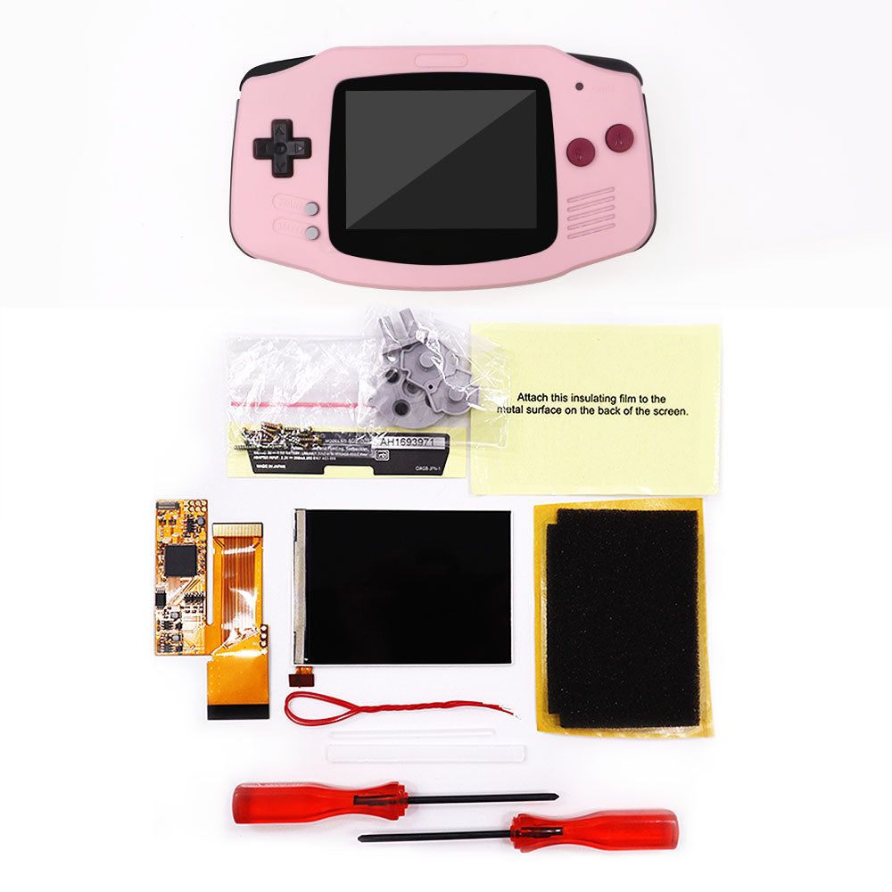HISPEEDIDO UV Shell IPS GBA LCD 10 Levels High Brightness Backlight Screen for Nintendo Game boy Advance Console V2 version with pre-cut housing