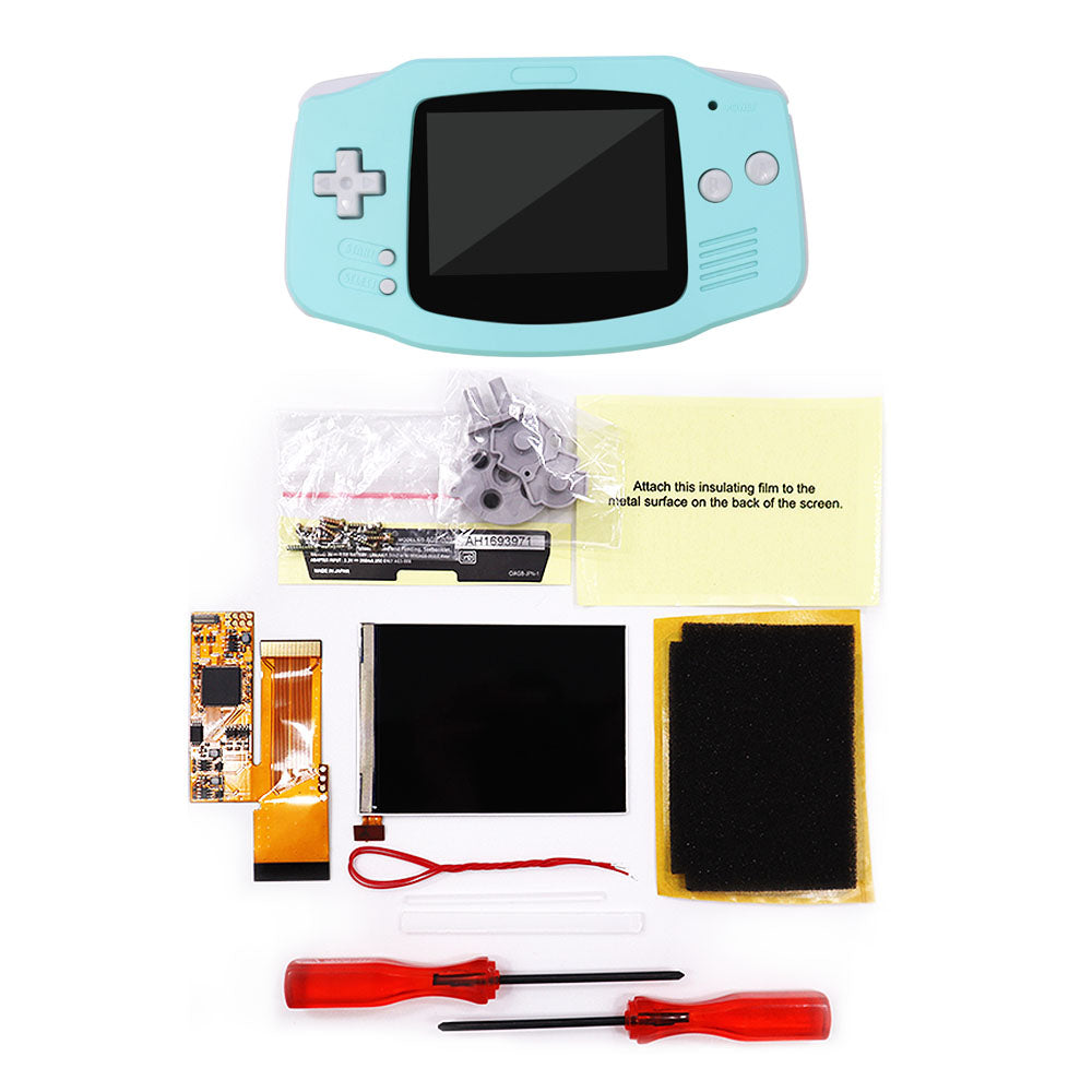 HISPEEDIDO UV Shell IPS GBA LCD 10 Levels High Brightness Backlight Screen for Nintendo Game boy Advance Console V2 version with pre-cut housing