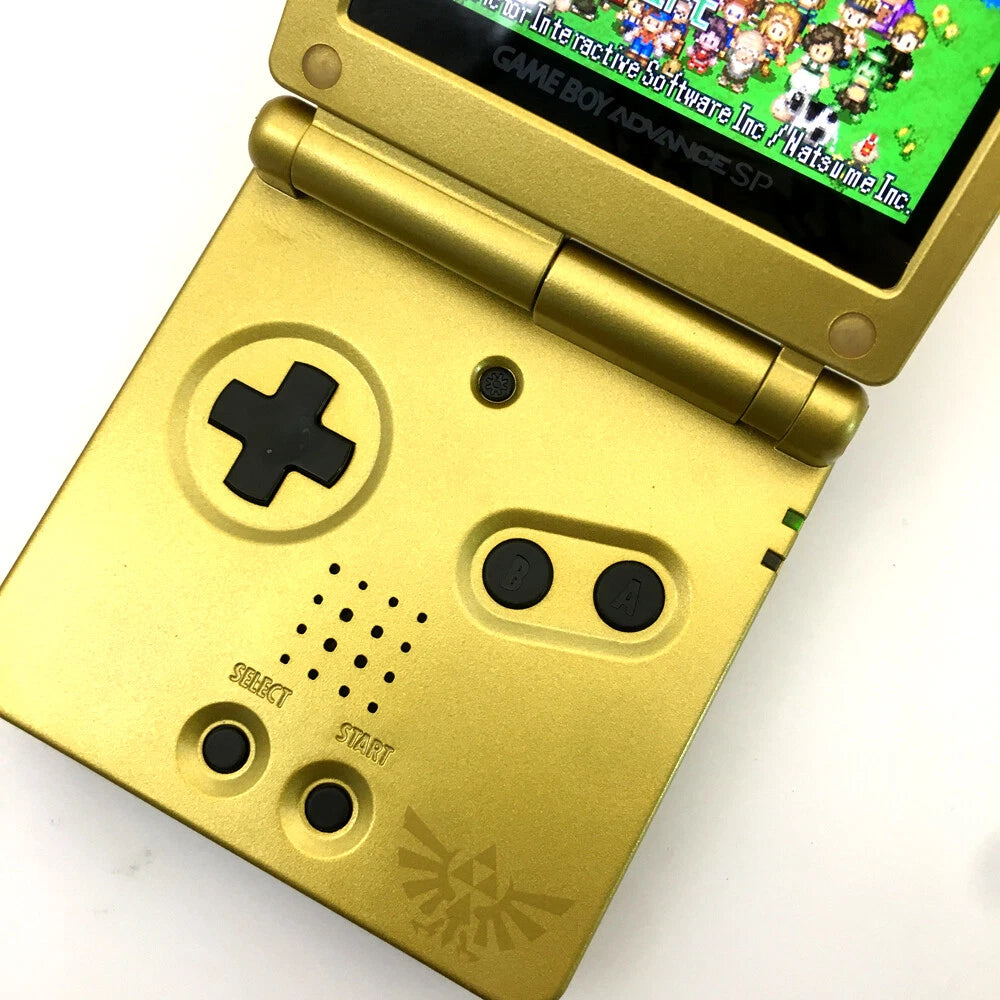 Gold Zelda 10 Levels Backlit V2 IPS LCD Screen Game Boy Advance SP GBA SP Console