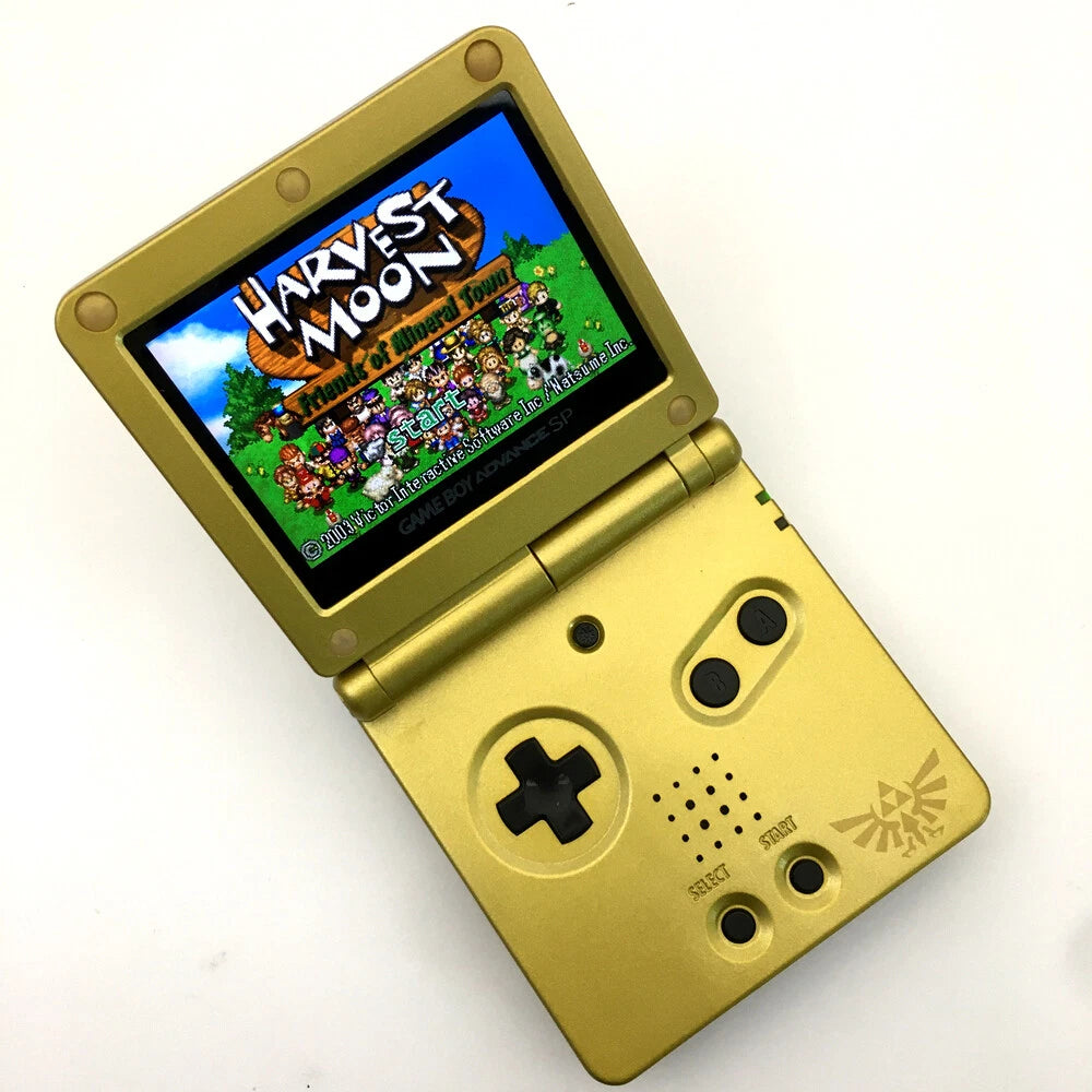 Gold Zelda 10 Levels Backlit V2 IPS LCD Screen Game Boy Advance SP GBA SP Console