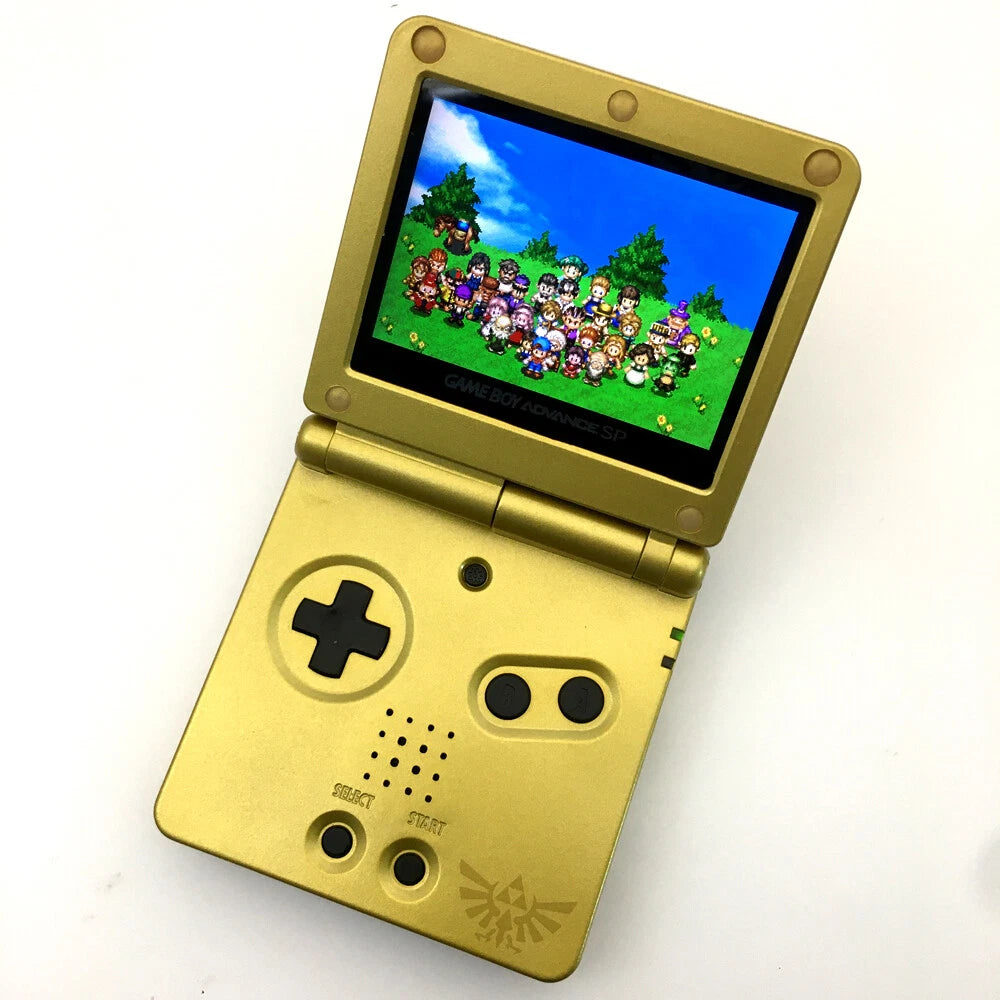 Gold Zelda 10 Levels Backlit V2 IPS LCD Screen Game Boy Advance SP GBA SP Console
