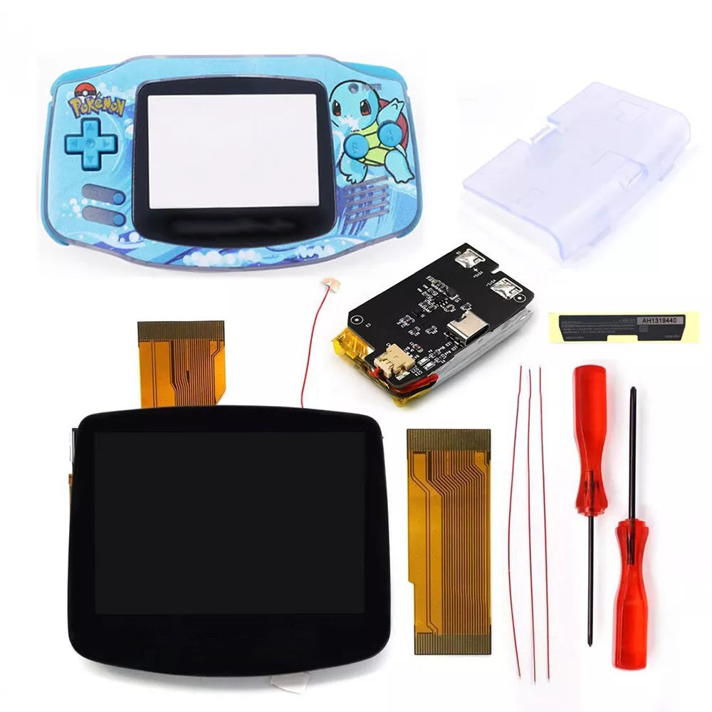 Hispeedido UV Printing Shell New Rechargeable 1800 Battery Type-C GBA Replacement Plastic Shell V5 Pre-laminated IPS LCD Screen Lens Housing Kit