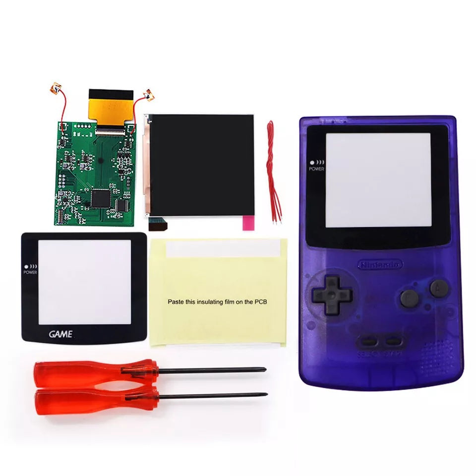 32 LOGO Color Changeable Q5 IPS For GBC Compatible with GAMEBOY COLOR Console Replacement Screen LCD Mod Kits Shell Hollow Len