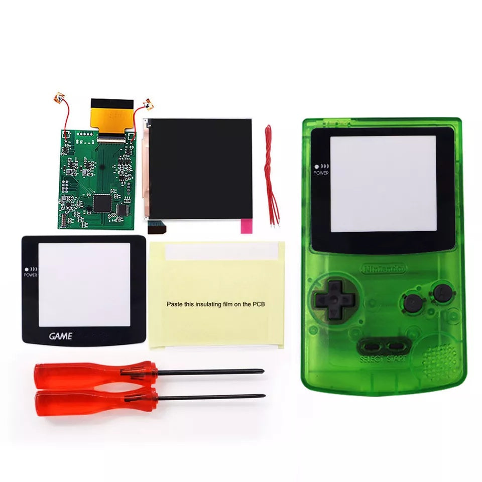 32 LOGO Color Changeable Q5 IPS For GBC Compatible with GAMEBOY COLOR Console Replacement Screen LCD Mod Kits Shell Hollow Len