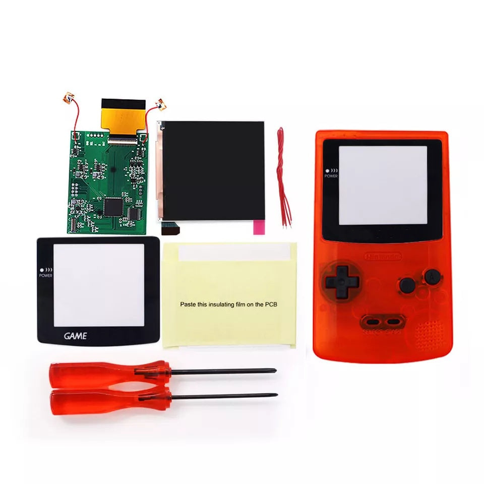 32 LOGO Color Changeable Q5 IPS For GBC Compatible with GAMEBOY COLOR Console Replacement Screen LCD Mod Kits Shell Hollow Len