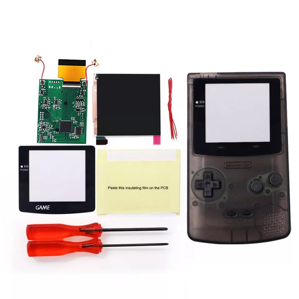 32 LOGO Color Changeable Q5 IPS For GBC Compatible with GAMEBOY COLOR Console Replacement Screen LCD Mod Kits Shell Hollow Len