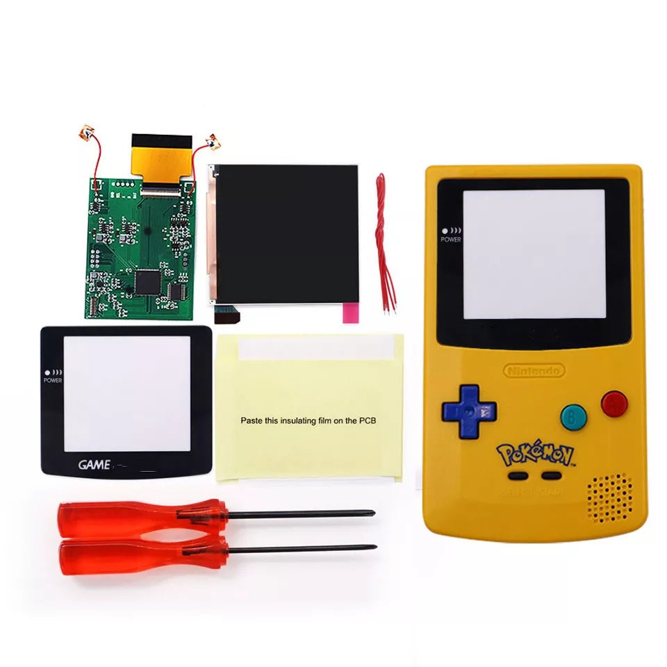 32 LOGO Color Changeable Q5 IPS For GBC Compatible with GAMEBOY COLOR Console Replacement Screen LCD Mod Kits Shell Hollow Len