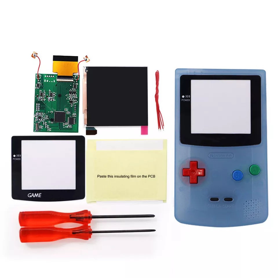 32 LOGO Color Changeable Q5 IPS For GBC Compatible with GAMEBOY COLOR Console Replacement Screen LCD Mod Kits Shell Hollow Len