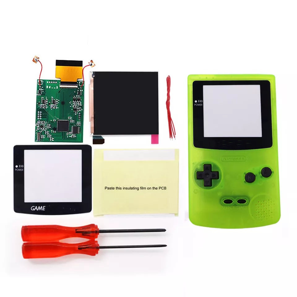 32 LOGO Color Changeable Q5 IPS For GBC Compatible with GAMEBOY COLOR Console Replacement Screen LCD Mod Kits Shell Hollow Len
