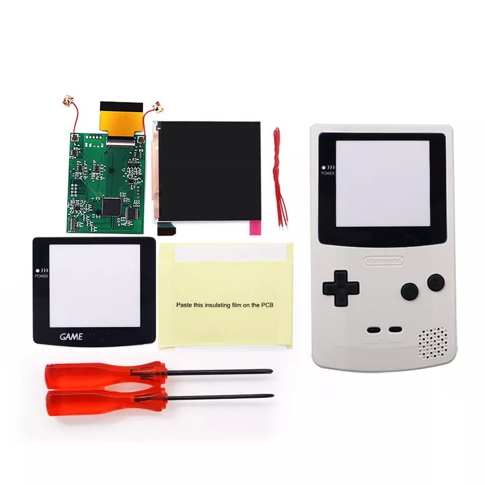 32 LOGO Color Changeable Q5 IPS For GBC Compatible with GAMEBOY COLOR Console Replacement Screen LCD Mod Kits Shell Hollow Len